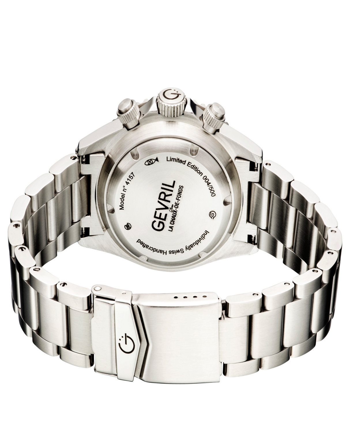 Gevril Men's Wall Street Swiss Automatic Silver-Tone Stainless Steel Bracelet Watch 43mm