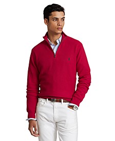 Men's Mesh-Knit Cotton Quarter-Zip Sweater	