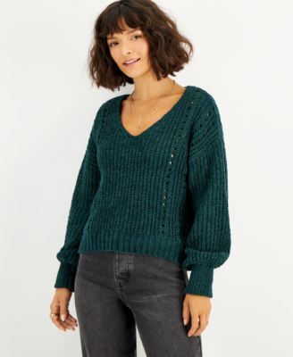 Crave Fame Juniors' Chenille Pointelle 