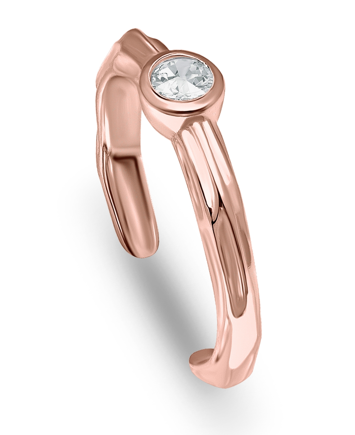 Bezel Set Solitaire Cubic Zirconia Toe Ring, 18K Rose Gold Over Silver - Rose Gold over Silver