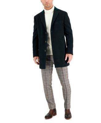 Men's Wool Blend Solid Overcoat 