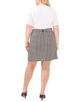 Plus Size Houndstooth Mini Skirt