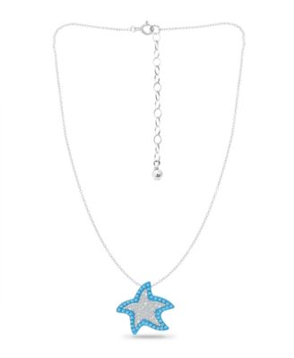 Crystal Star Fish Sterling Silver Necklace