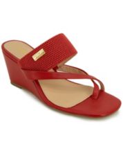 Macy's red wedge shoes store