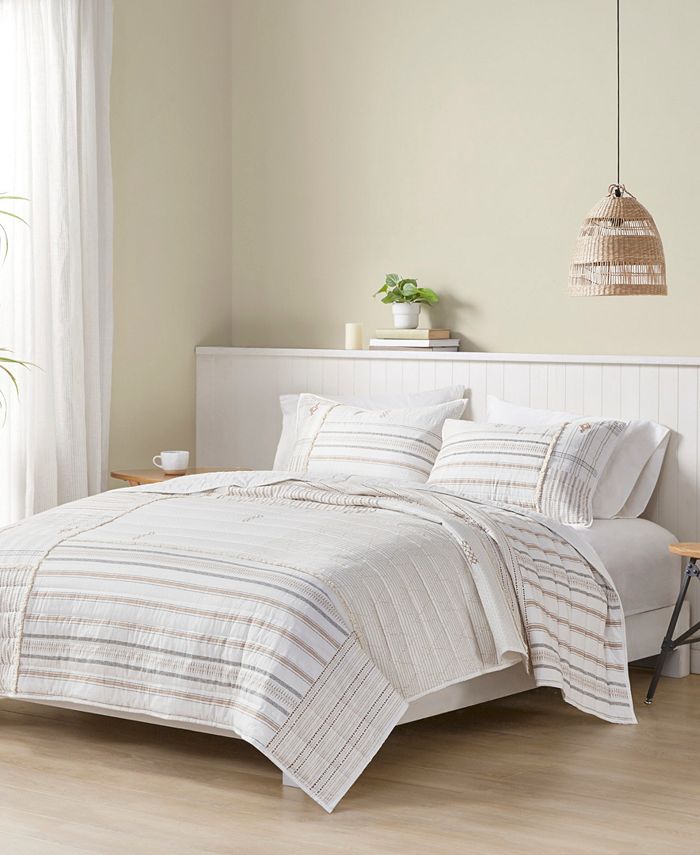 INK+IVY Salar Blocked Stripes 3Pc. Quilt Set, Full/Queen Macy's
