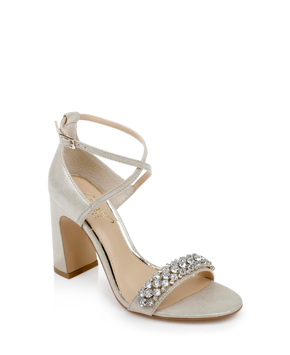 Jewel Badgley Mischka Women's Penny Crisscross Strap Block Heel Evening Sandals In Gold