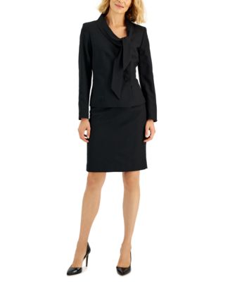 Le Suit Crepe Tie-Collar Jacket & Pencil Skirt, Regular and Petite ...