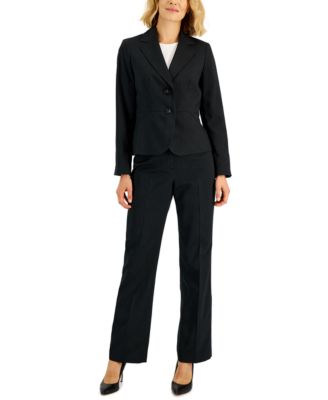 Women's Two-Button Pinstriped Pantsuit Set, Regular & Petite