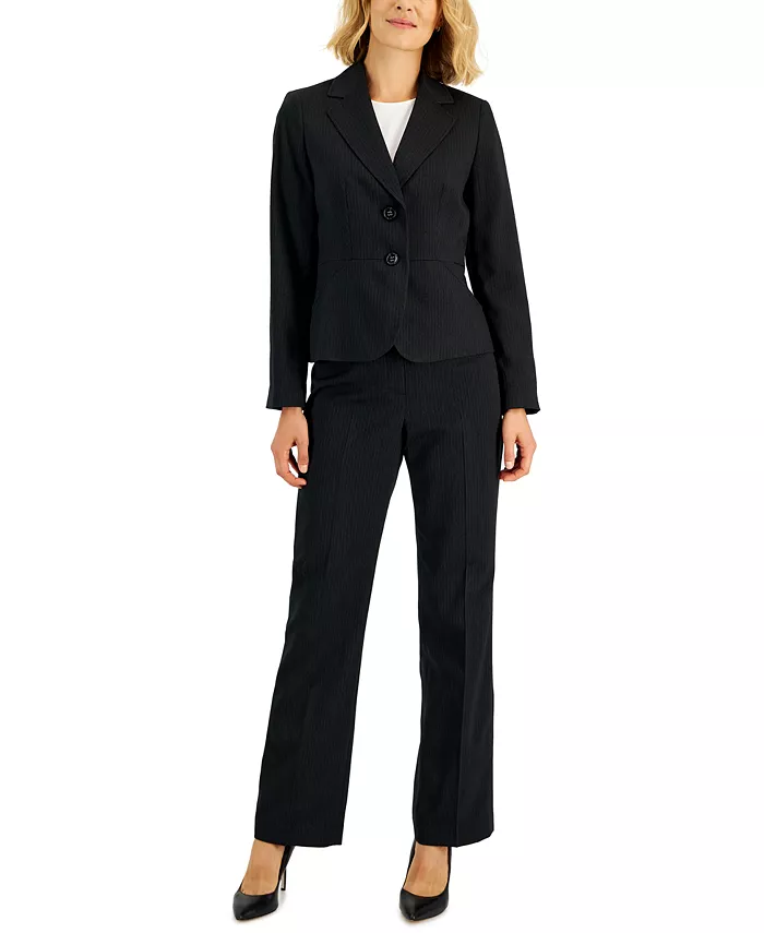 Women's Two-Button Pinstriped 2 Piece Pantsuit, Regular & Petite - thumbnail 8