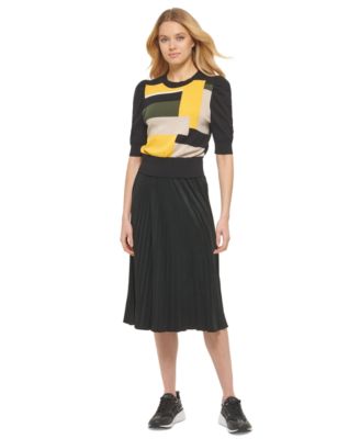 DKNY - Women's Colorblock Puff-Sleeve Sweater
