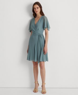 Lauren Ralph Lauren Crinkle Georgette Surplice Dress Macy s