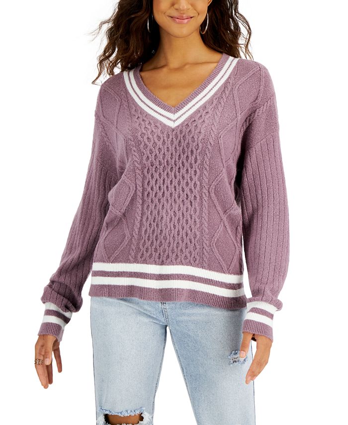 Hooked Up by IOT Juniors' Cable-Knit Pullover Sweater - Macy's