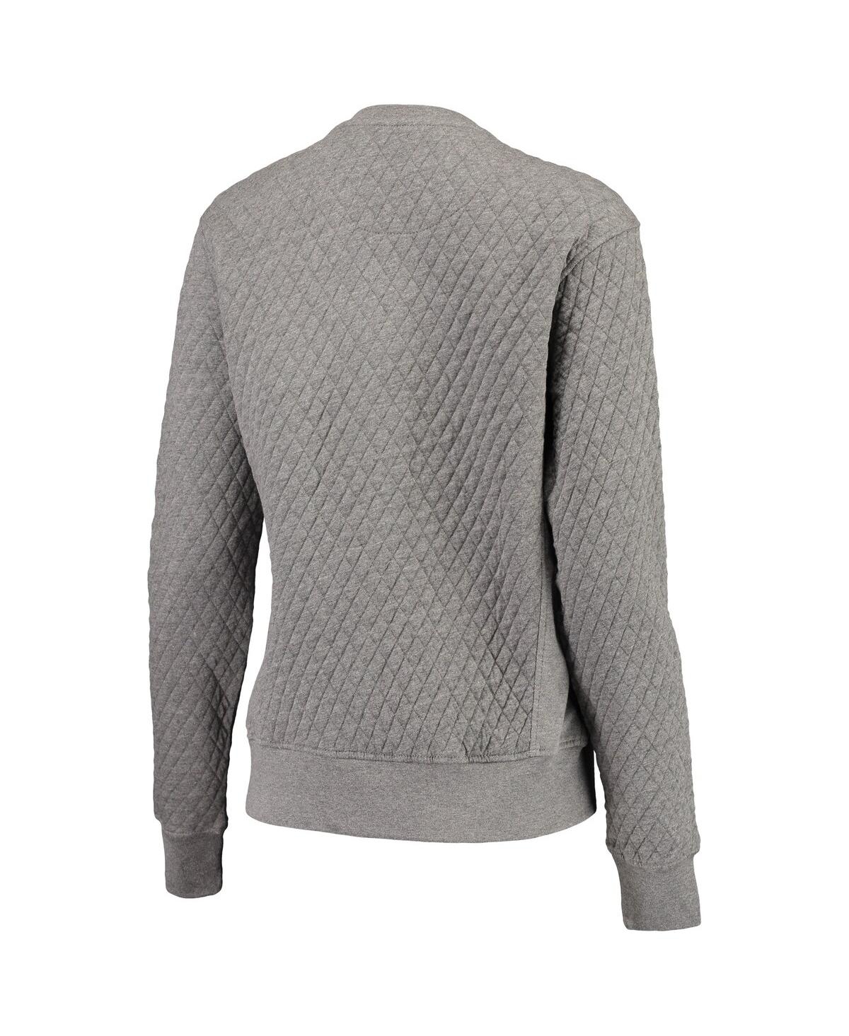 PRESSBOX WOMEN'S PRESSBOX HEATHERED GRAY LSU TIGERS MOOSE APPLIQUE QUILTED CREWNECK SWEATSHIRT 