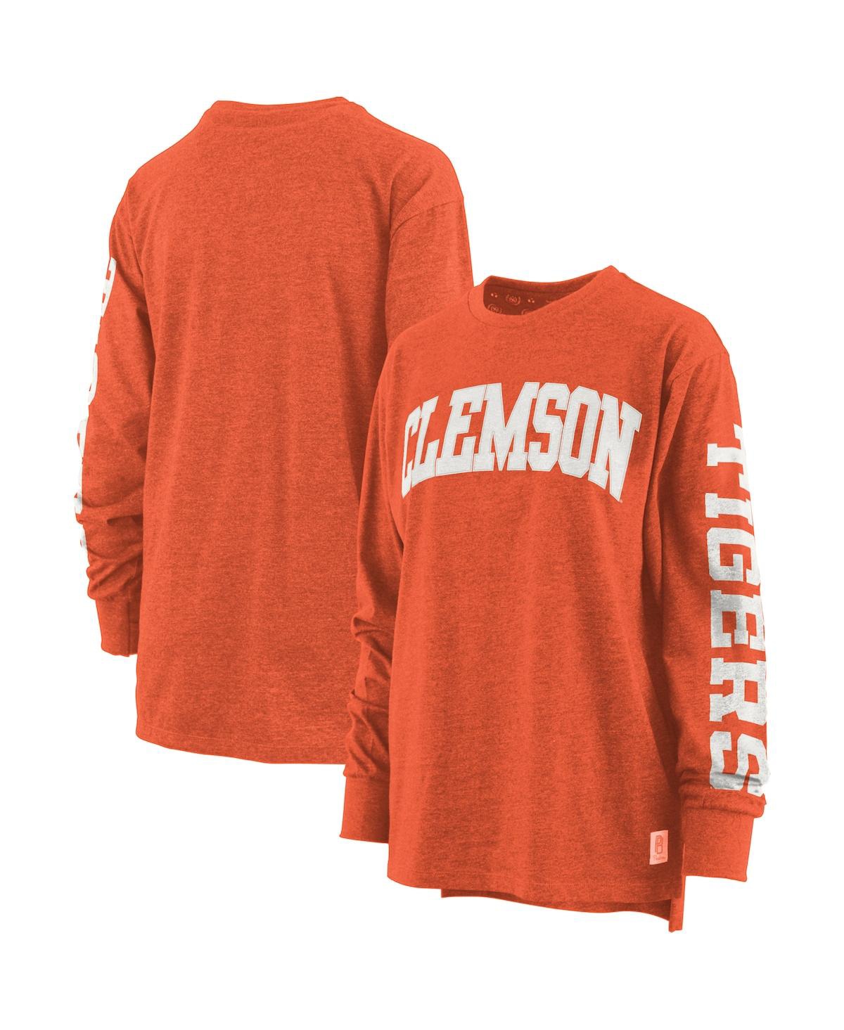Shop Pressbox Women's  Orange Clemson Tigers Plus Size Two-hit Canyon Long Sleeve T-shirt