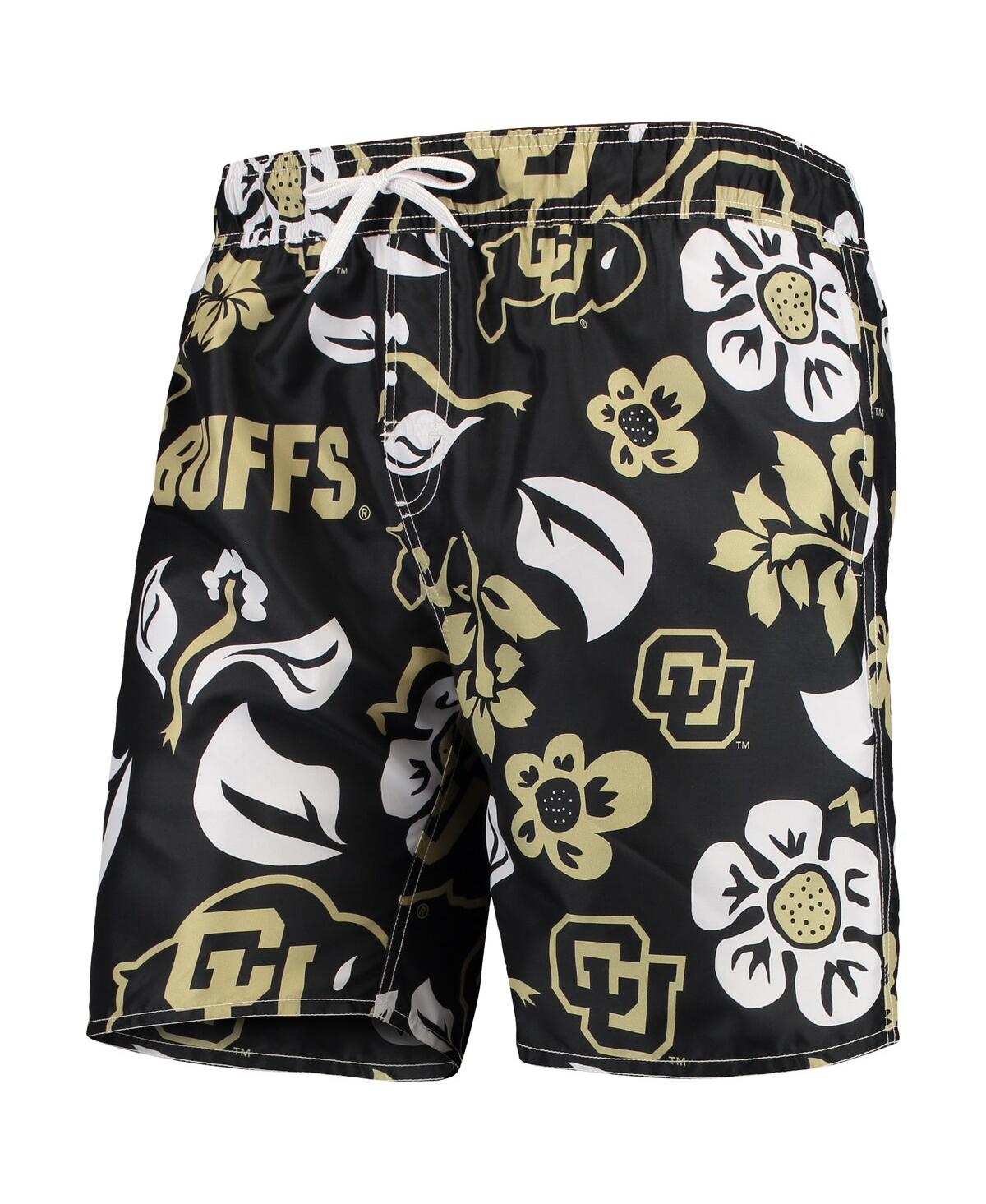 Shop Wes & Willy Men's  Black Colorado Buffaloes Floral Volley Swim Trunks