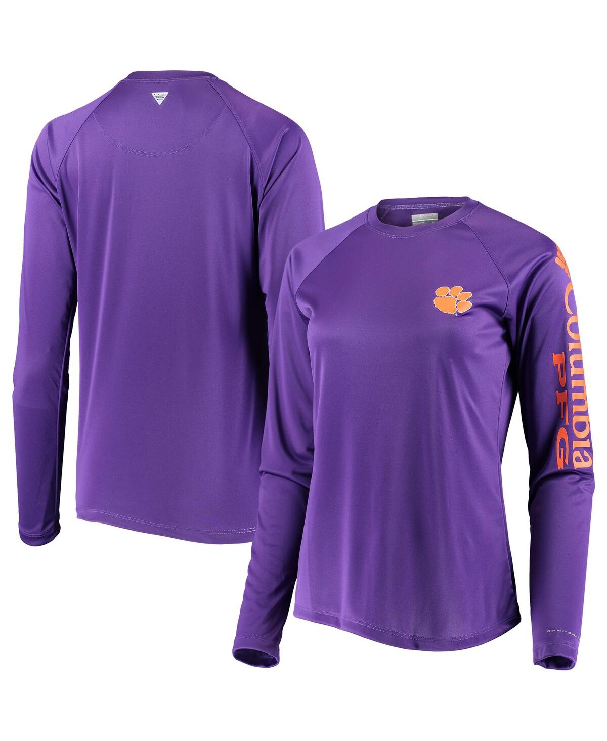 Shop Columbia Women's  Purple Clemson Tigers Pfg Tidal Omni-shade Long Sleeve T-shirt