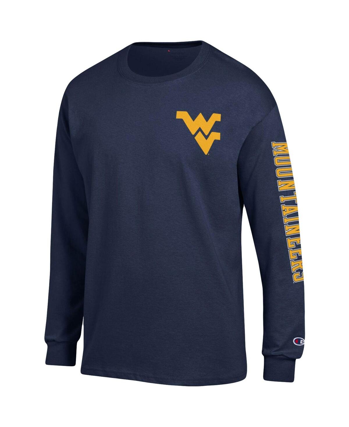 Men's ChampionWest Virginia Mountaineers Team Stack Long Sleeve T-shirt - Navy