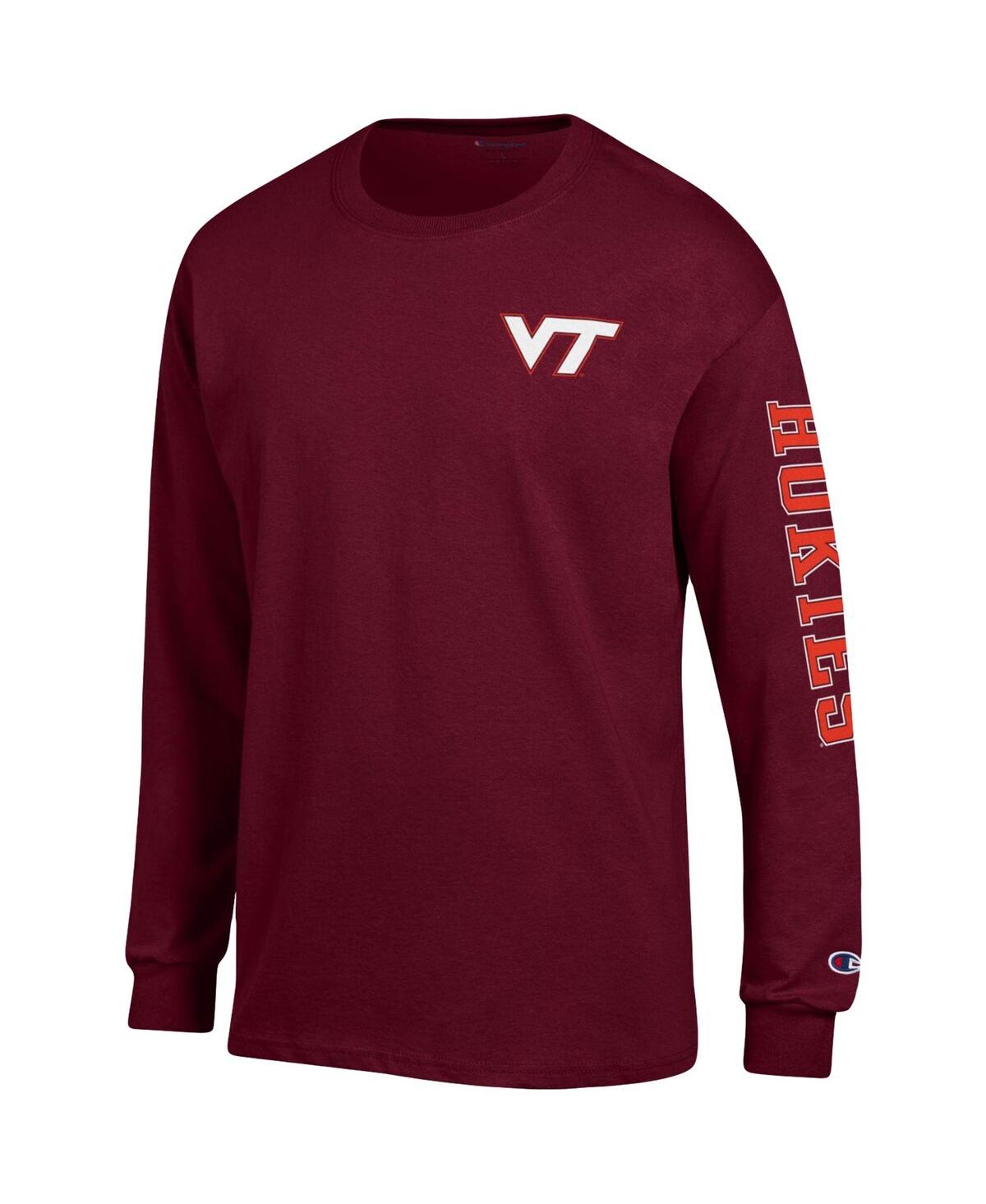 Shop Champion Men's  Maroon Virginia Tech Hokies Team Stack Long Sleeve T-shirt
