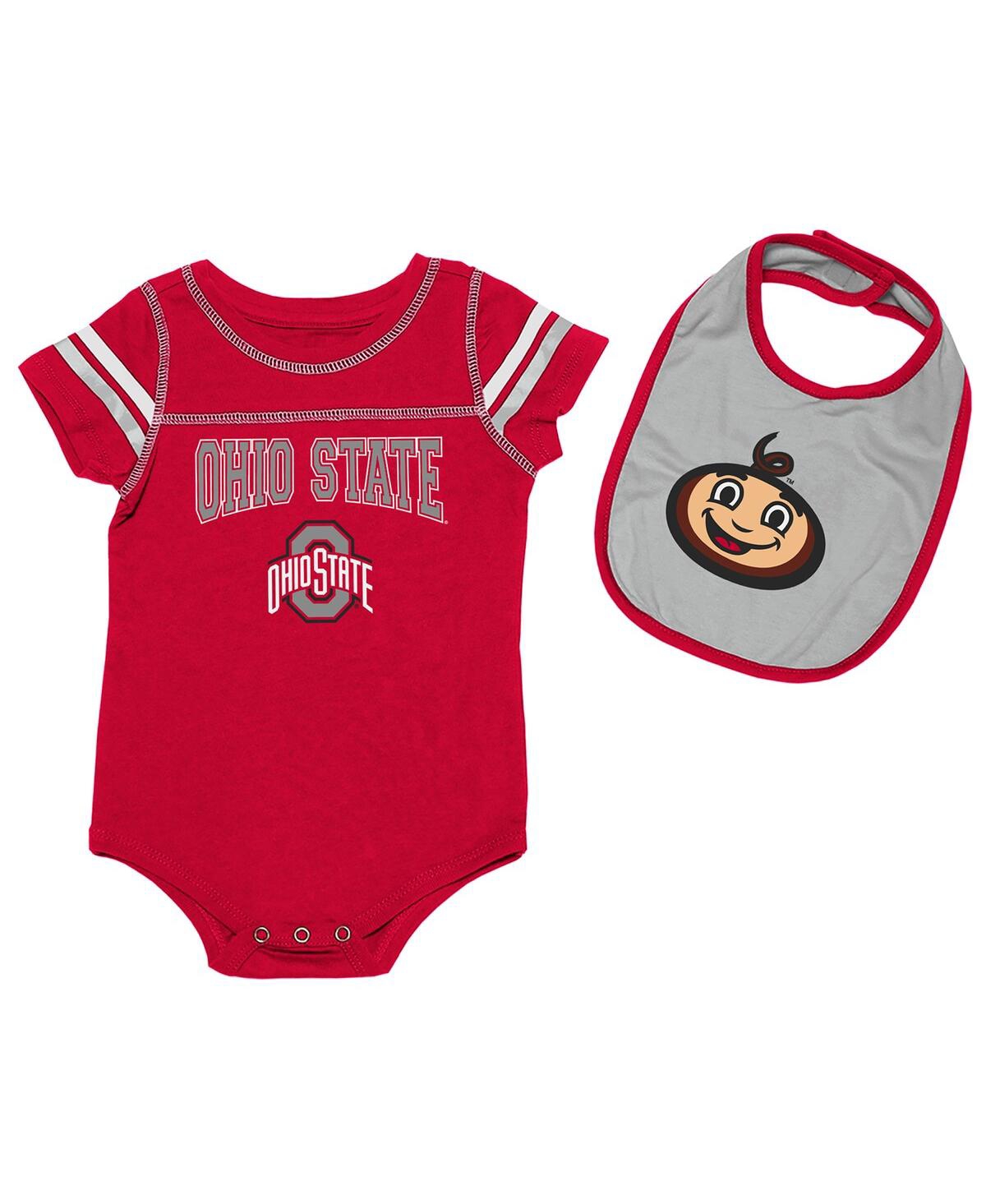 Colosseum Babies' Boys And Girls Newborn And Infant  Scarlet, Gray Ohio State Buckeyes Chocolate Bodysuit And In Red