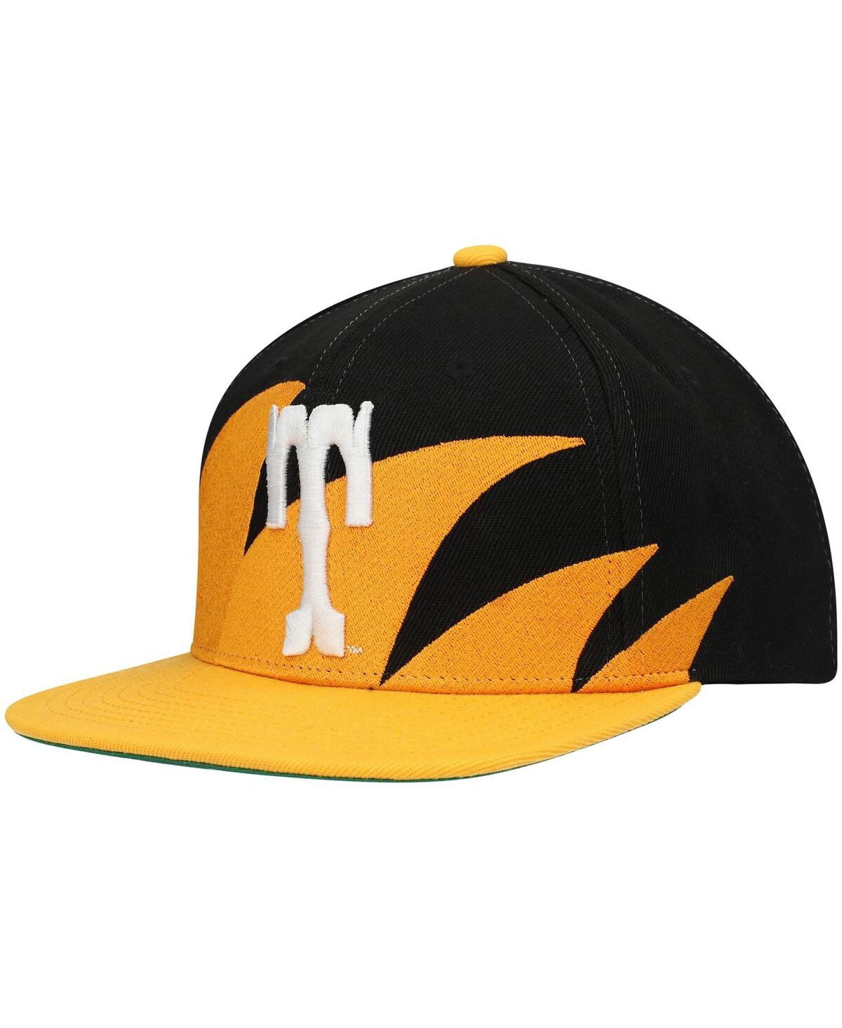 Men's Mitchell & Nessand Black Tennessee Volunteers Sharktooth Snapback Hat - Tennessee Orange, Black