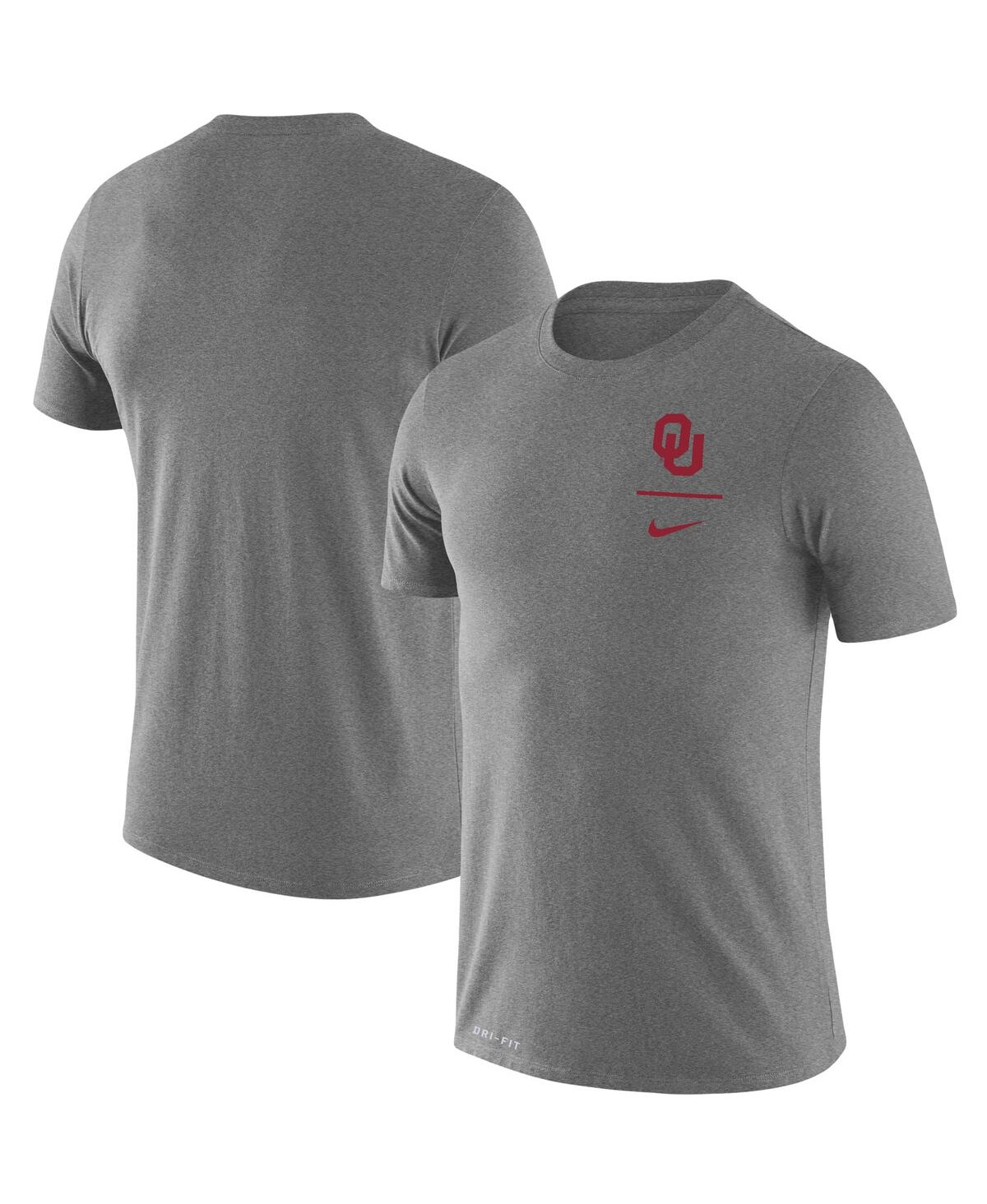 Men's Nike Heathered Gray Oklahoma Sooners Logo Stack Legend Performance T-shirt