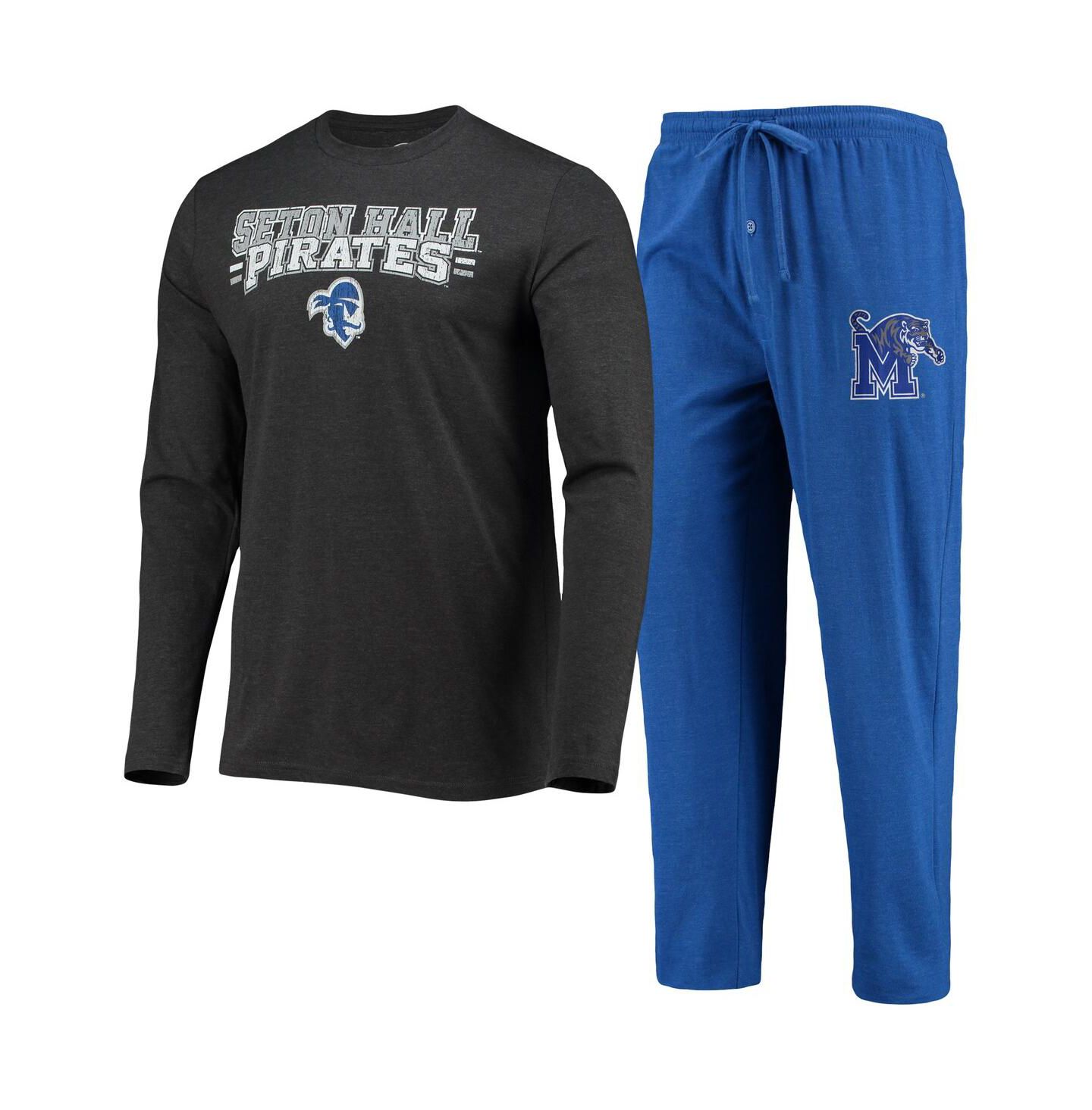 Мужской комплект для сна Concepts Sport Seton Hall Pirates Meter, Blue, Heathered Charcoal — фото 3