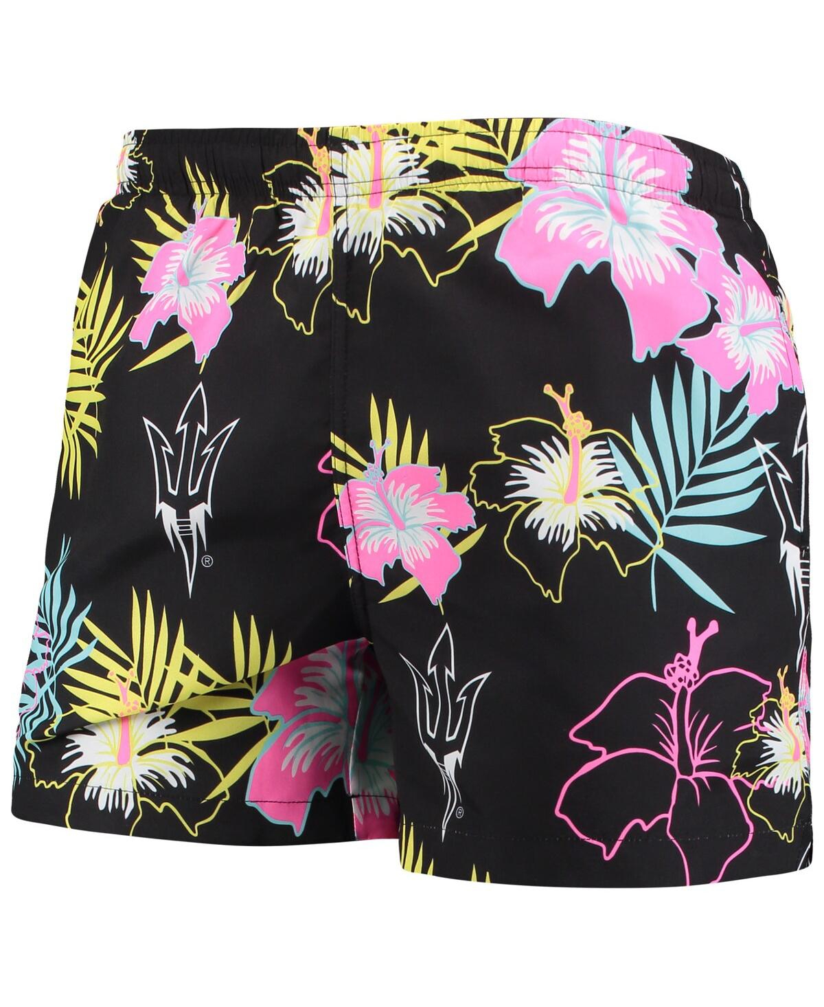 Shop Foco Men's  Black Arizona State Sun Devils Neon Floral Swim Trunks