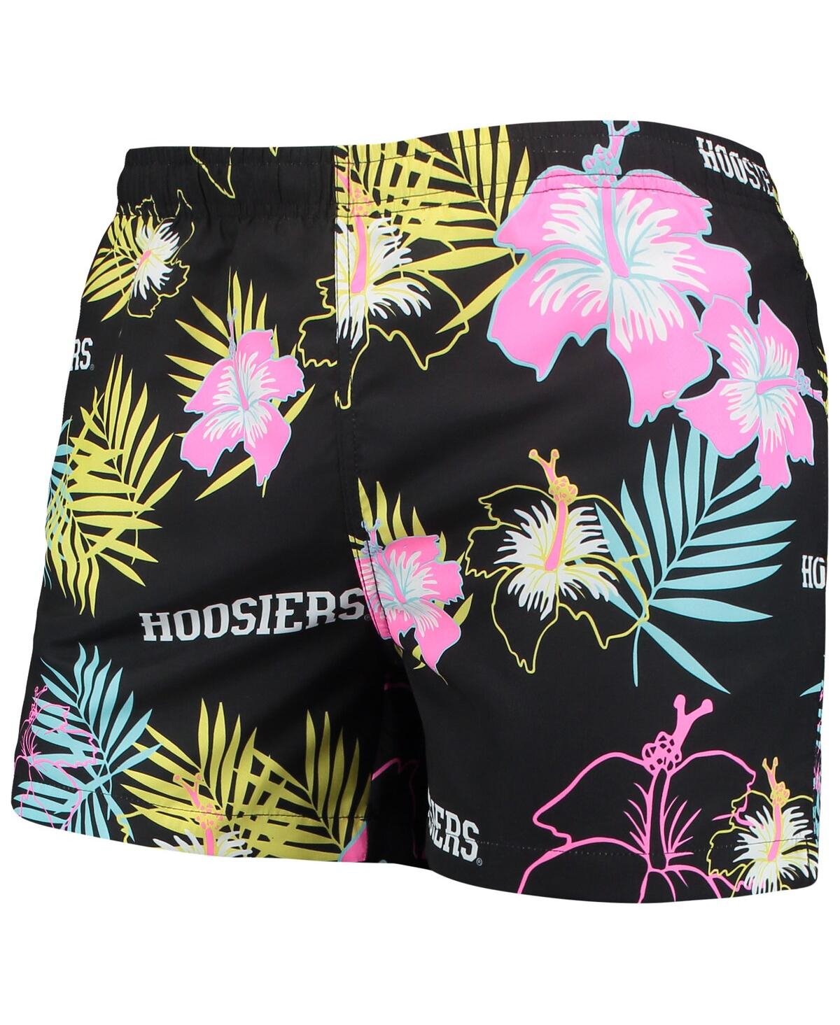 Men's Black Indiana Hoosiers Neon Floral Swim Trunks