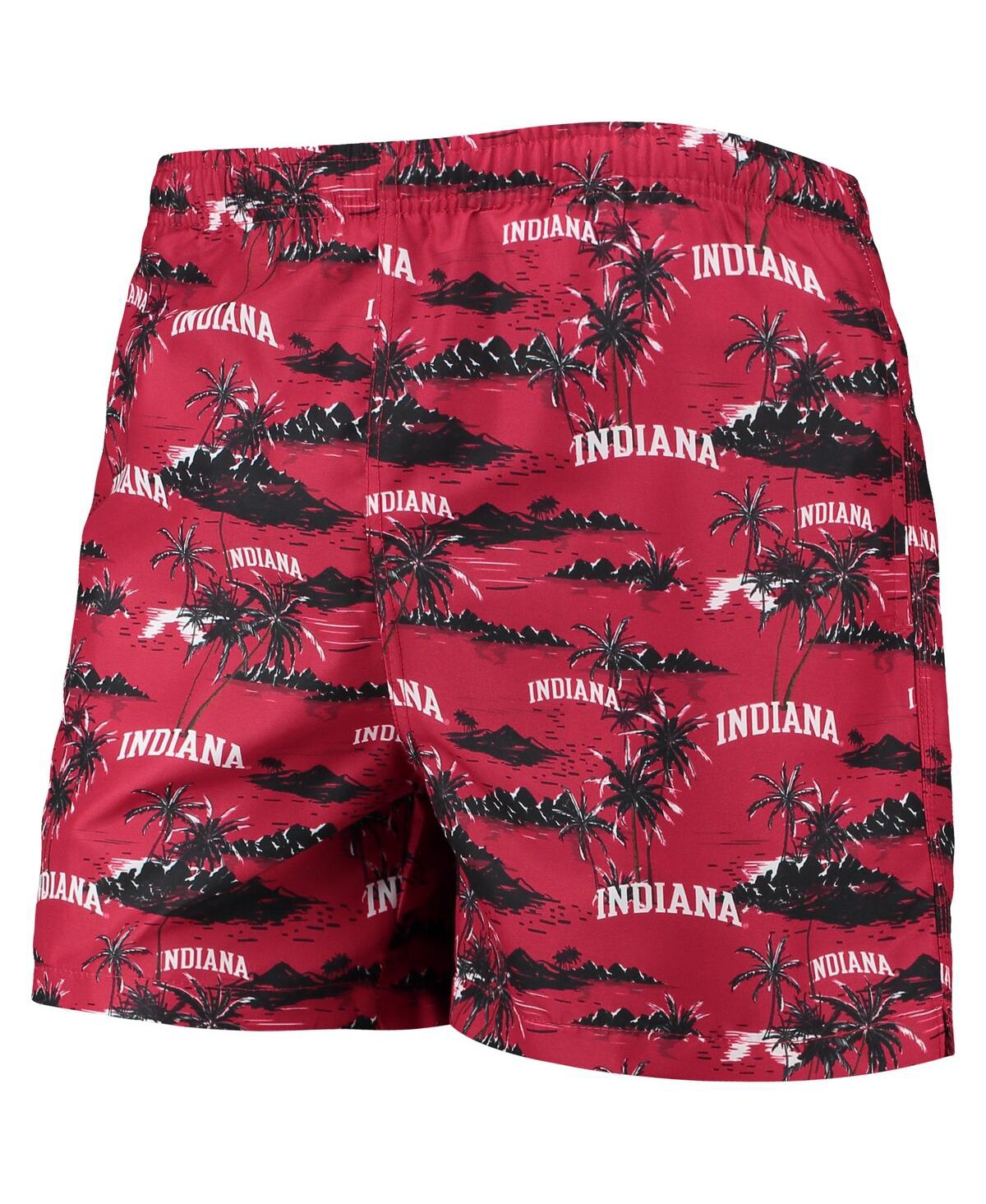 Men's FocoIndiana Hoosiers Island Palm Swim Trunks - Crimson