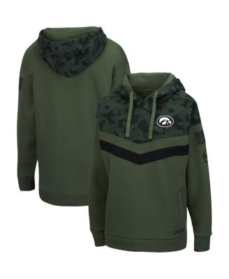 Women's Olive, Camo Iowa Hawkeyes OHT Military-Inspired Appreciation Extraction Chevron Pullover Hoodie