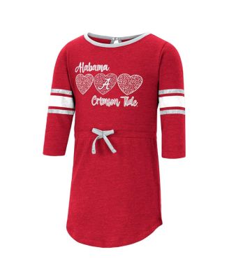 Toddler Girls Heathered Crimson Alabama Crimson Tide Poppin Sleeve Stripe Dress