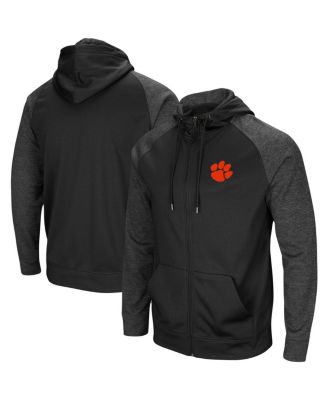 Men's Black Clemson Tigers Big and Tall Blackout Raglan Full-Zip Hoodie
