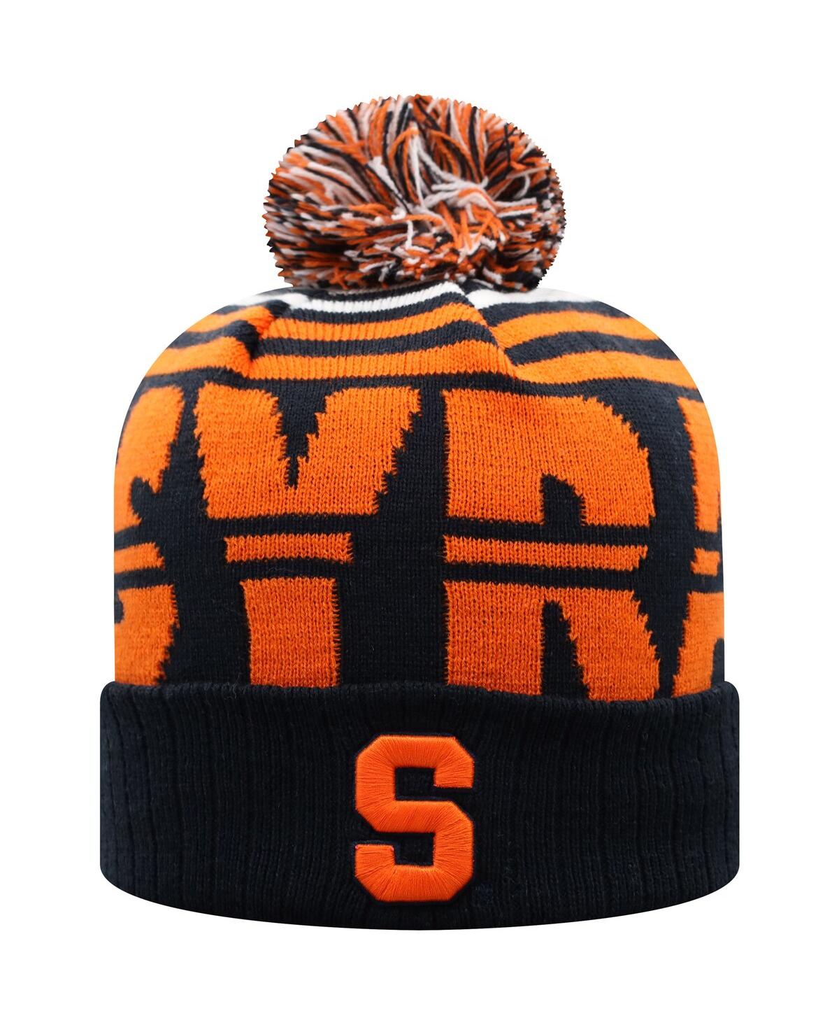 Top Of The World Men's  Navy, Orange Syracuse Orange Colossal Cuffed Knit Hat With Pom In Navy,orange