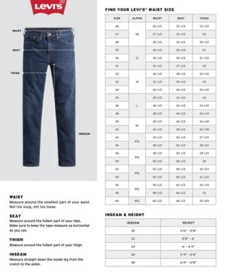 levis 514 size chart