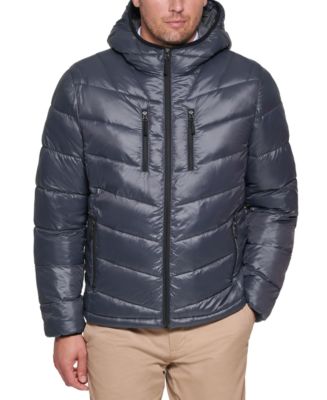 Club Room Men's Chevron Quilted Hooded Puffer Jacket, Created for Macy ...