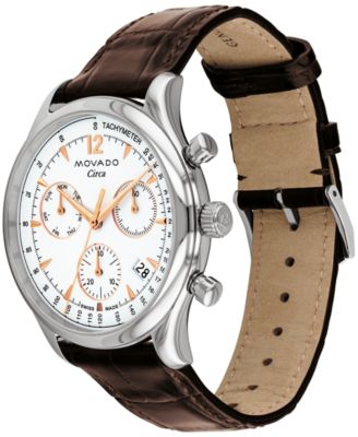 Men's Heritage Brown Genuine Leather Strap Watch, 43mm