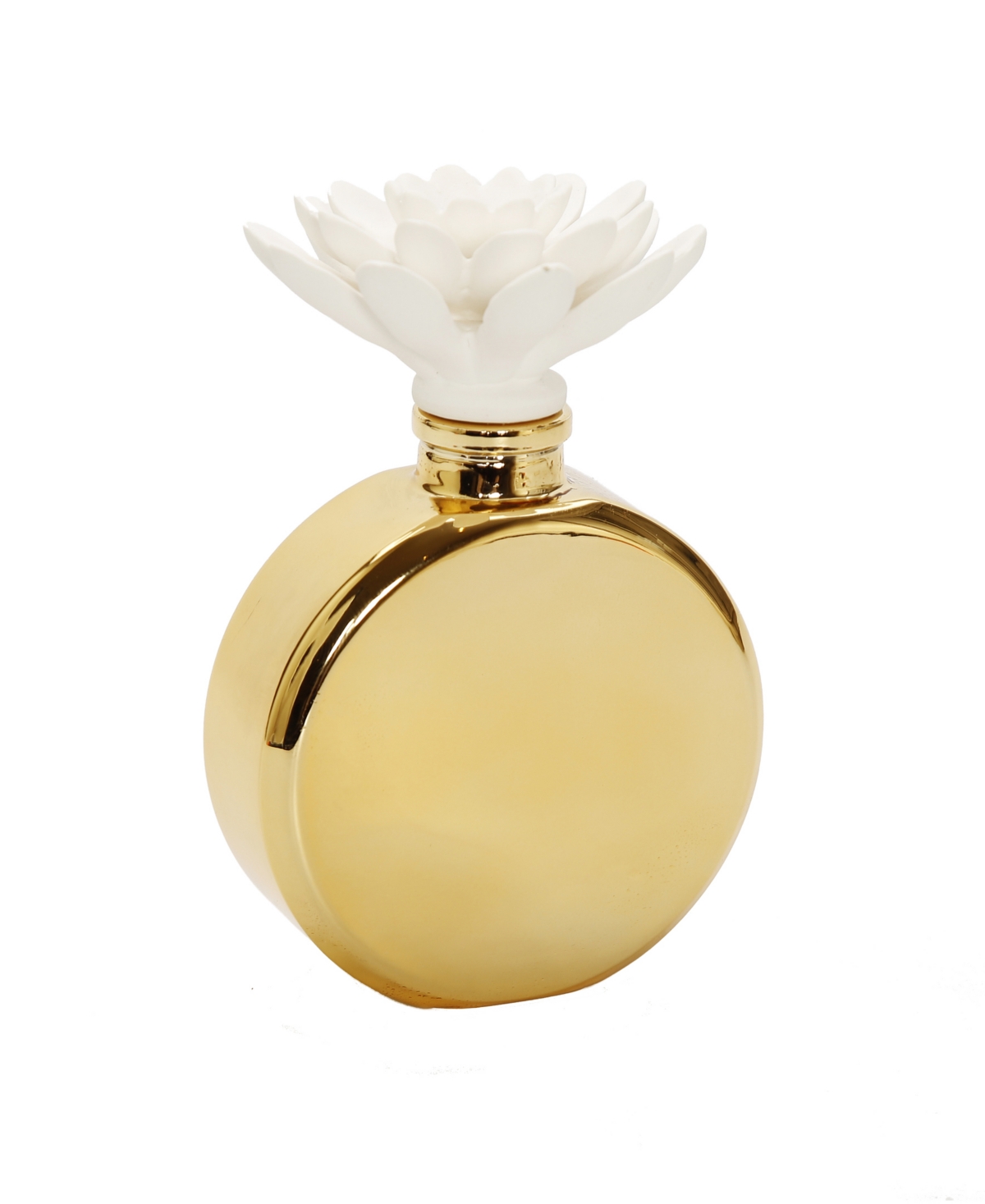 Iris Rose Bottle Diffuser with Flower - Gold-Tone