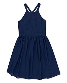 Big Girls Cute Special Occasion Skater Dress with Lace Back Detail