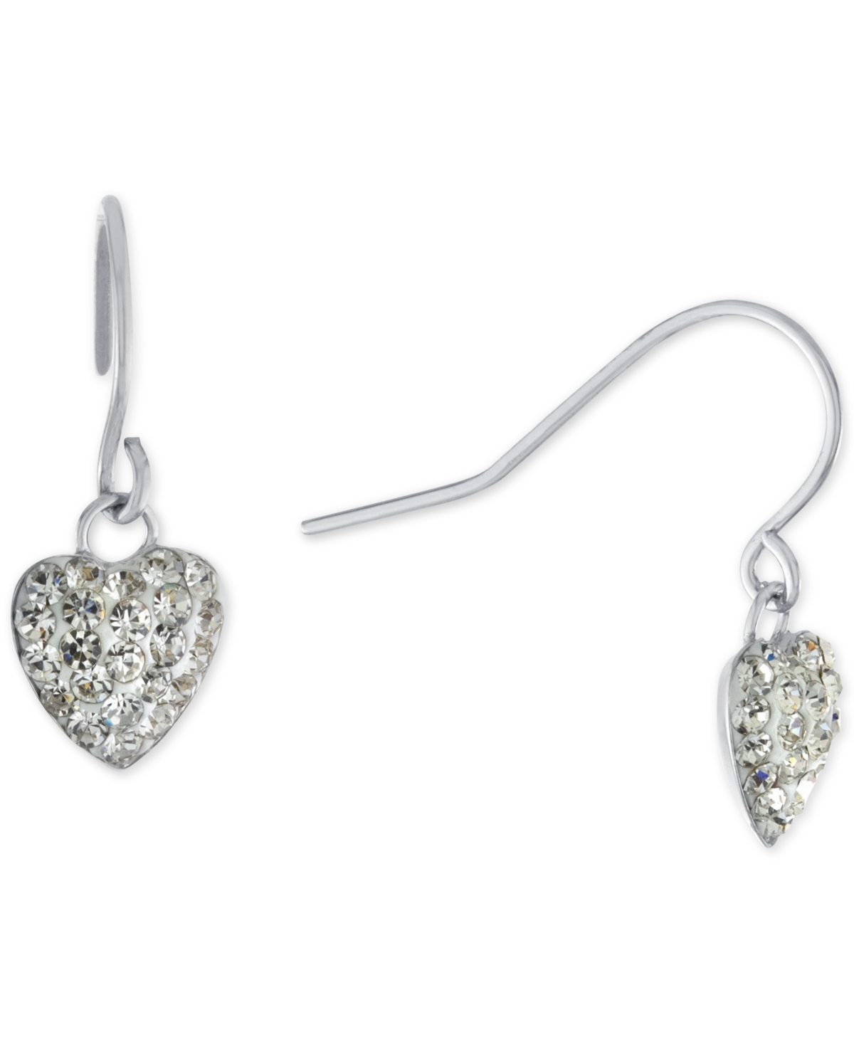 Giani Bernini Crystal Heart Drop Earrings in Sterling Silver, Created for Macy's