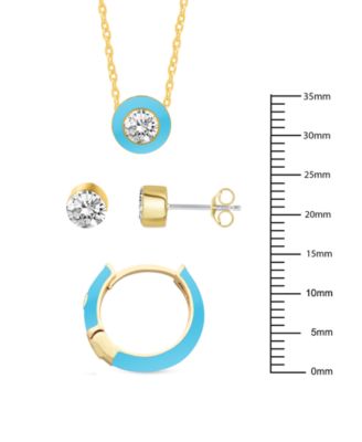 Crystal Enamel Necklace and Earring Set, 3-Piece