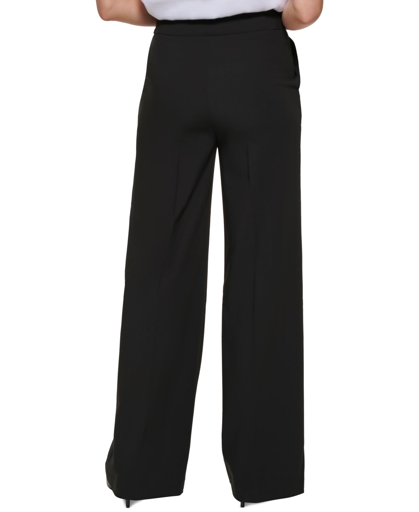 Женские брюки Calvin Klein Whitney Button-Front Wide-Leg, цвет: Чёрный — фото 5