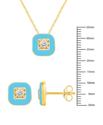 Crystal Enamel Necklace and Earring Set, 2-Piece