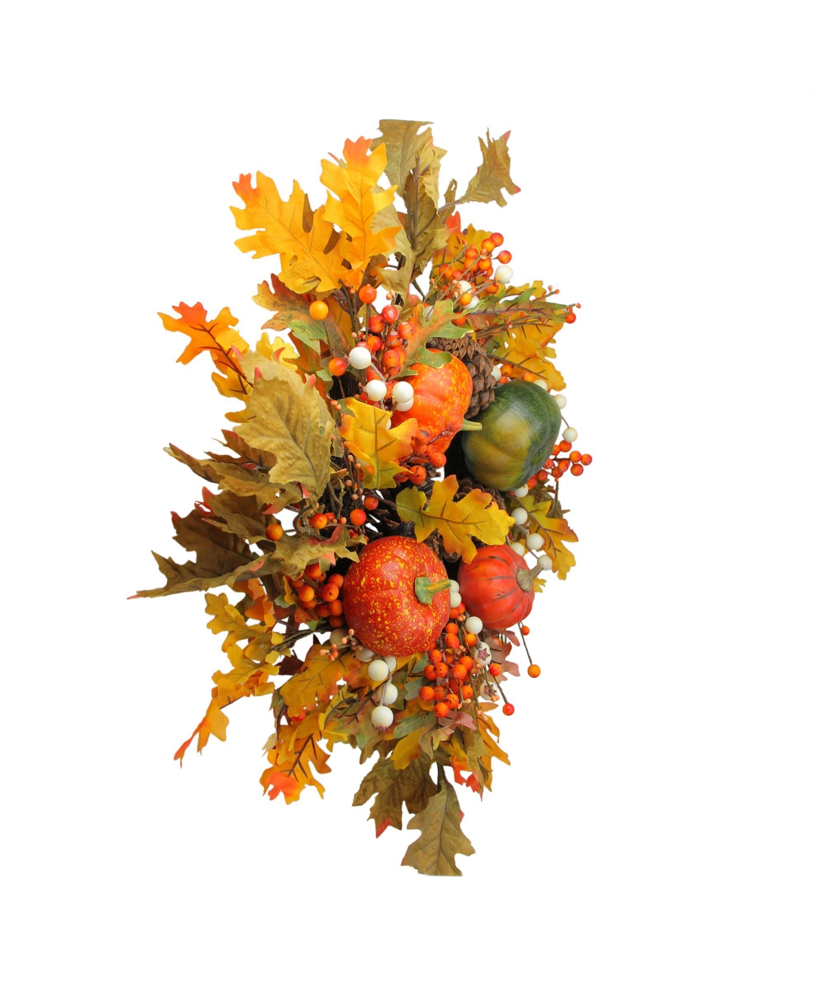 Northlight Fallen Leaves with Pine Cones and Pumpkins Artificial Thanksgiving Wreath, 24"