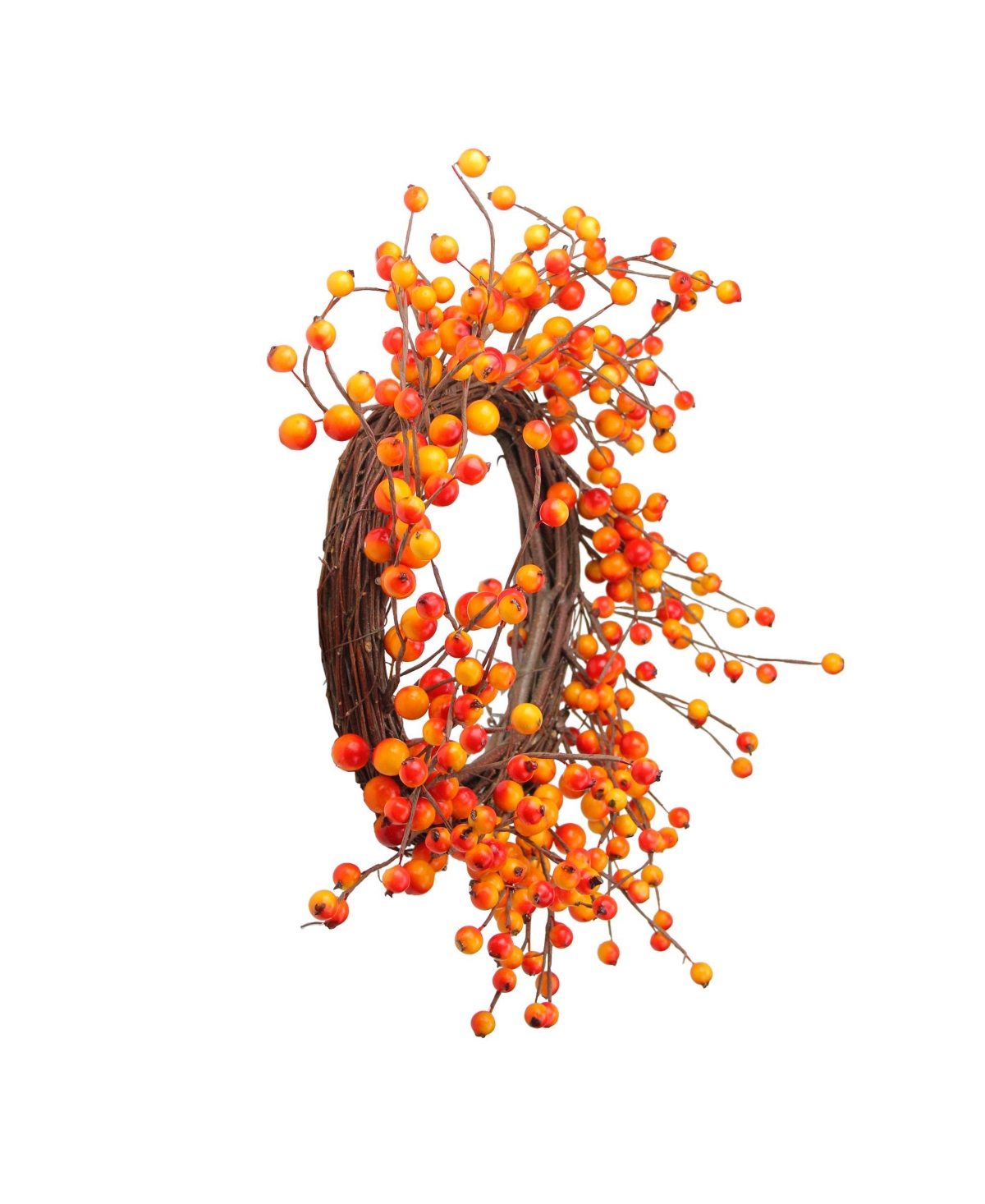 Berry and Twig Artificial Thanksgiving Wreath Unlit, - Orange
