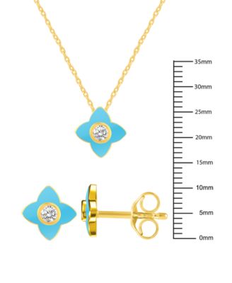 Crystal Enamel Necklace and Earring Set, 2-Piece