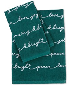 Holiday Script Bath Towels, Created For Macy's