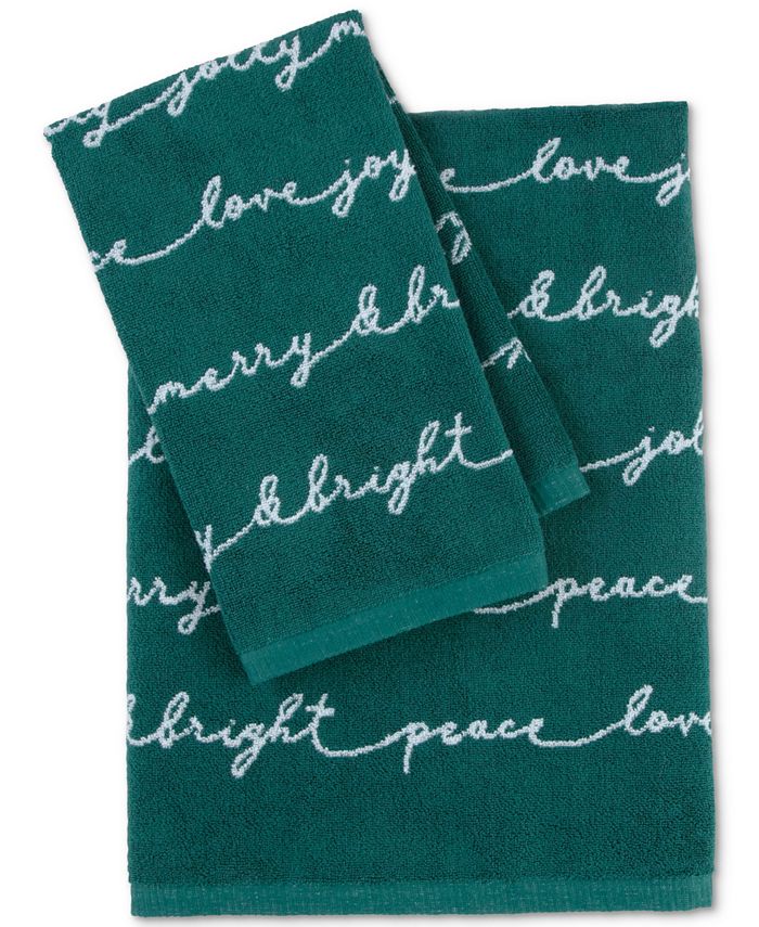 Martex Holiday Script Bath Towel, Created For Macy's - Macy's