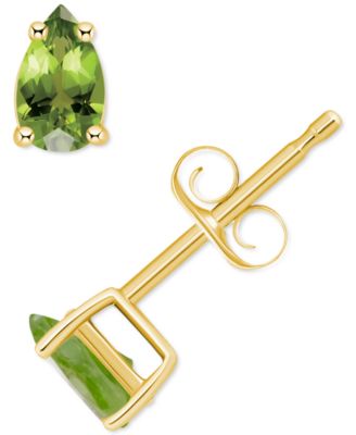 Macy's - Peridot Pear Stud Earrings (1/2 ct. t.w.) in 14k Gold
