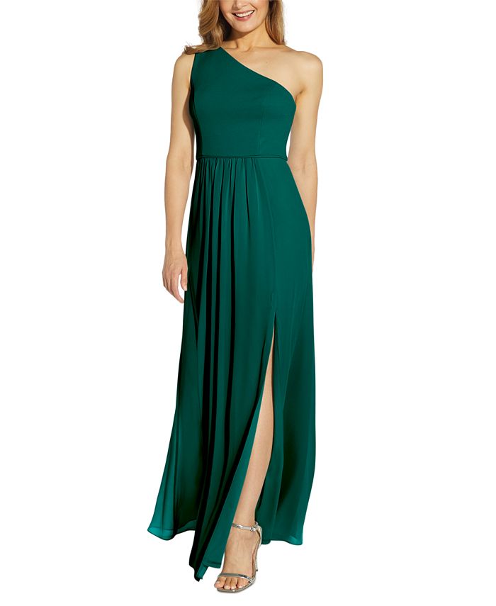 Adrianna Papell One-Shoulder Chiffon Gown -
