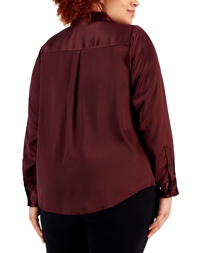 Alfani Plus Size Satin Utility Shirt, Created for Macy's & Reviews